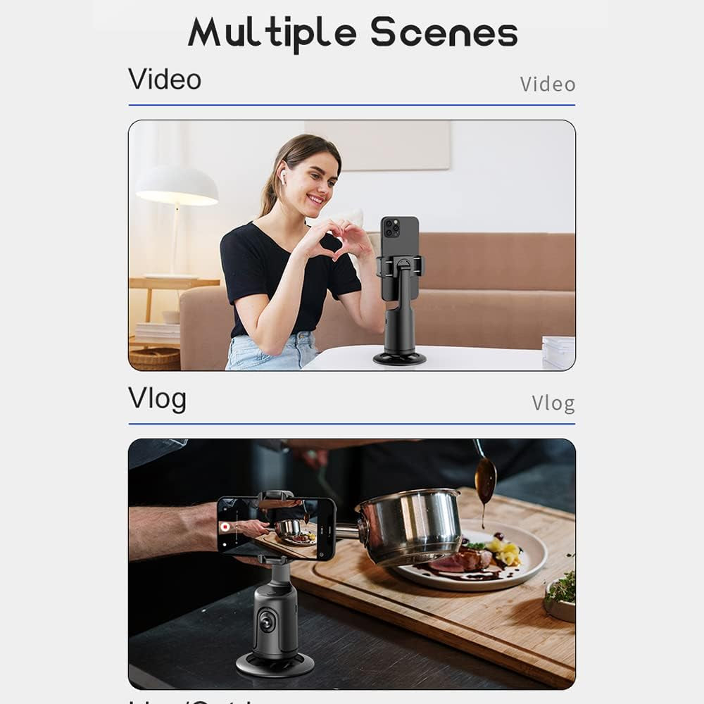 Smart 360° Auto Face Tracking Gimbal Desktop Selfie Stabilizer Robot Cameraman with Adjustable Lens Stable Base Phone Holder for Smartphone Vlog Live Streaming Video Chat