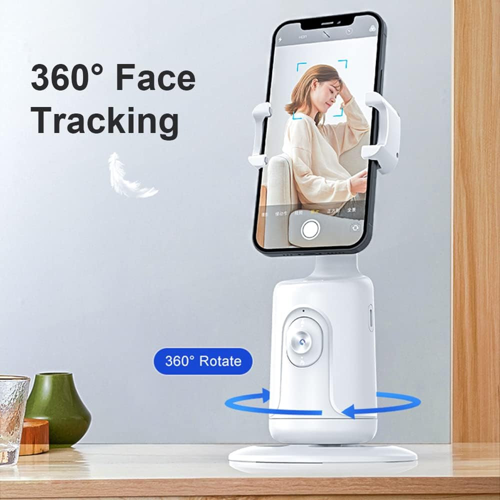 Smart 360° Auto Face Tracking Gimbal Desktop Selfie Stabilizer Robot Cameraman with Adjustable Lens Stable Base Phone Holder for Smartphone Vlog Live Streaming Video Chat