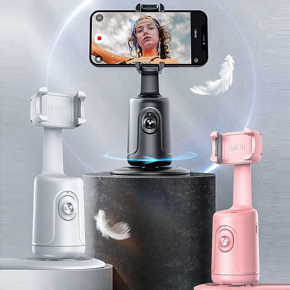 Smart 360° Auto Face Tracking Gimbal Desktop Selfie Stabilizer Robot Cameraman with Adjustable Lens Stable Base Phone Holder for Smartphone Vlog Live Streaming Video Chat