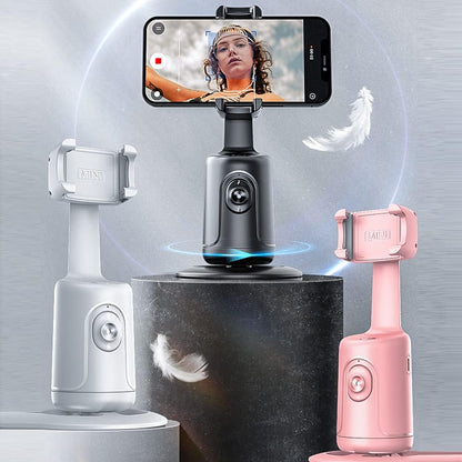 Smart 360° Auto Face Tracking Gimbal Desktop Selfie Stabilizer Robot Cameraman with Adjustable Lens Stable Base Phone Holder for Smartphone Vlog Live Streaming Video Chat