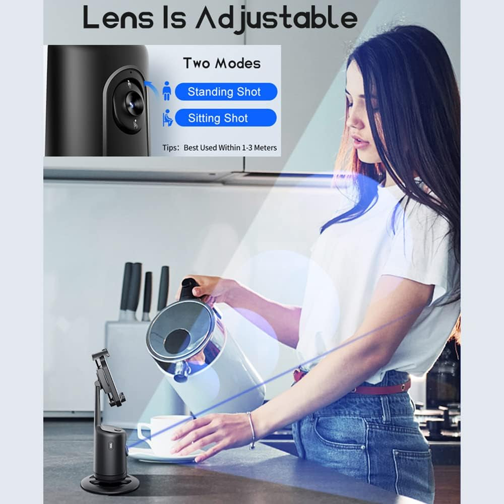 Smart 360° Auto Face Tracking Gimbal Desktop Selfie Stabilizer Robot Cameraman with Adjustable Lens Stable Base Phone Holder for Smartphone Vlog Live Streaming Video Chat