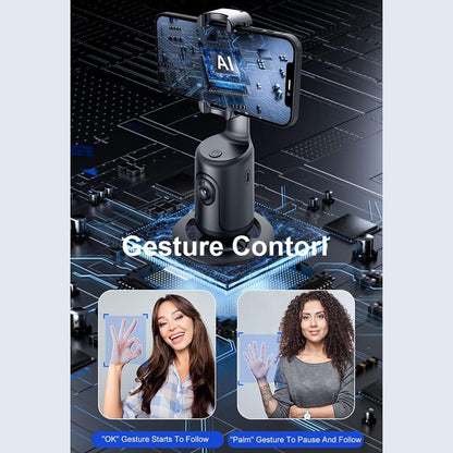 Smart 360° Auto Face Tracking Gimbal Desktop Selfie Stabilizer Robot Cameraman with Adjustable Lens Stable Base Phone Holder for Smartphone Vlog Live Streaming Video Chat